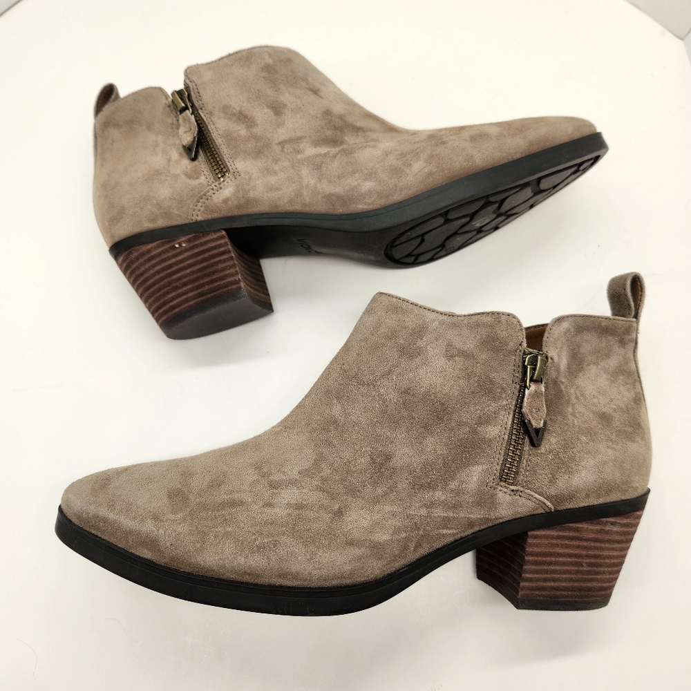 Vionic Ankle Boots 10 Taupe Grey Suede Cecily Comfort Arch Support New $180